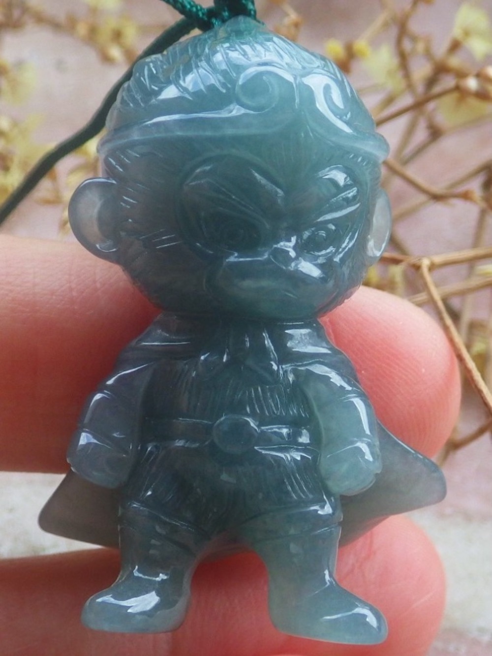 Certificate Jadeite Jade Pendant Green Monkey Sun Wukong The Monkey King